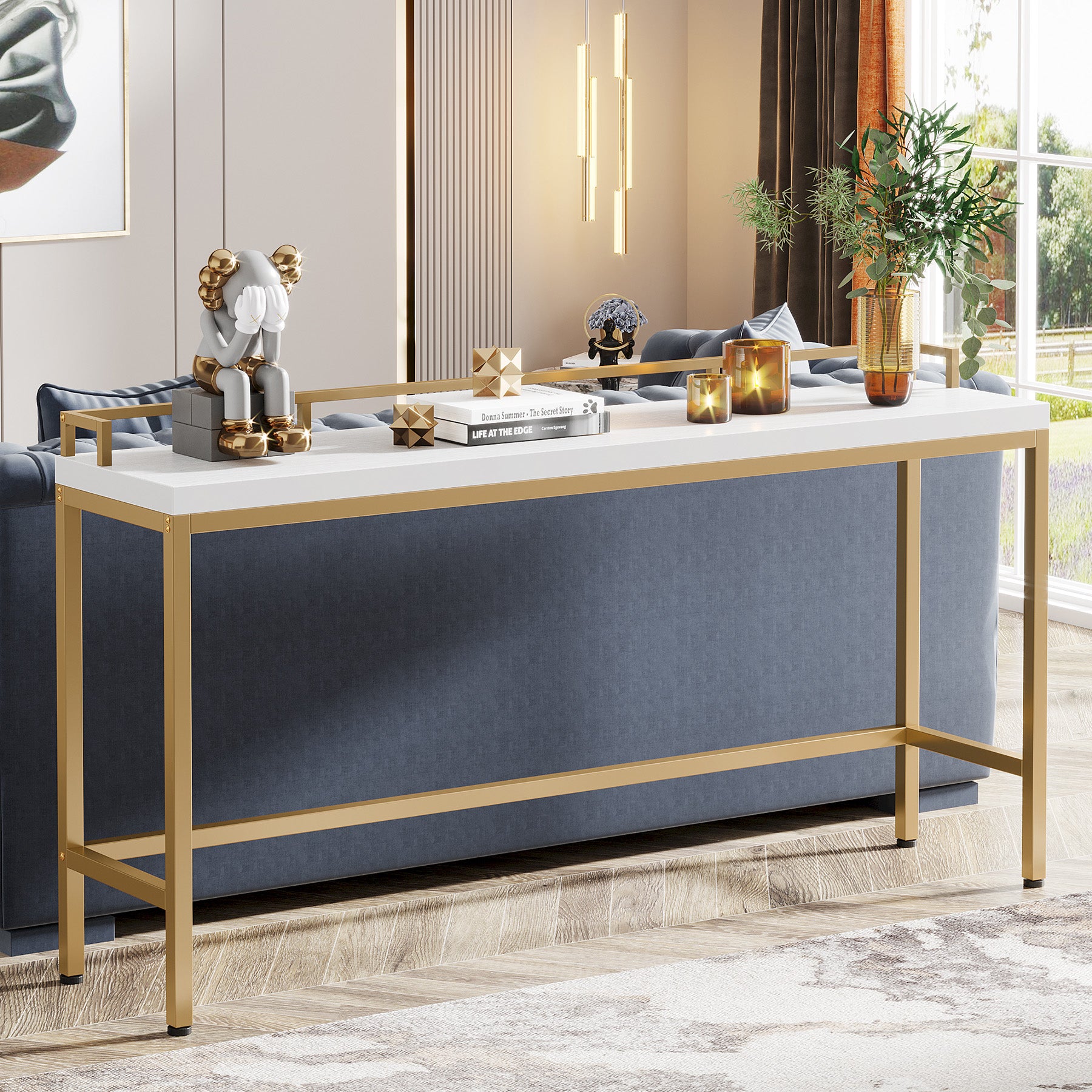 70.9" Console Table Behind Sofa Couch